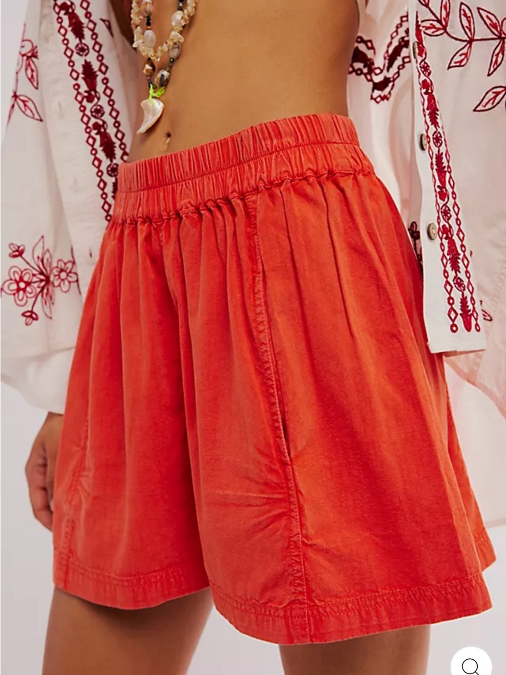 Free People FREE GET FREE POPLIN PULL-ON SHORTS - MANDARIN RED sz Small